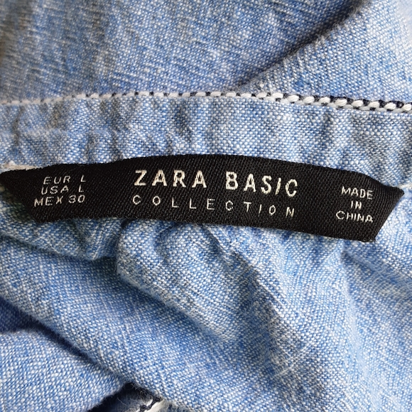 Zara Basic Collection Embroidered Peasant Boho Linen/Cotton Blend Top. - Picture 9 of 10